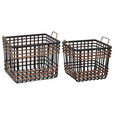 Black Seagrass Farmhouse Storage Basket Set