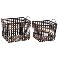 Black Seagrass Farmhouse Storage Basket Set