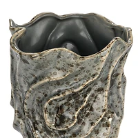 Hello Honey® 7.5" Gray Organic Ceramic Vase with Crackle Glaze