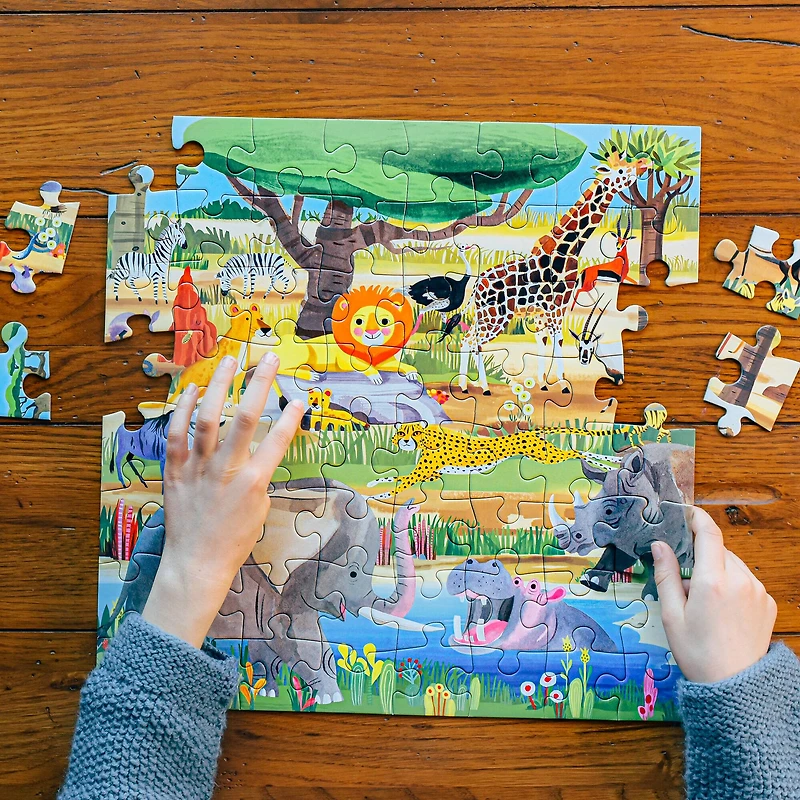 eeBoo Savanna 64 Piece Jigsaw Puzzle