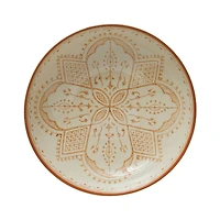 Hello Honey® 16" Cream & Orange Hand Painted Stoneware Serving Bowl