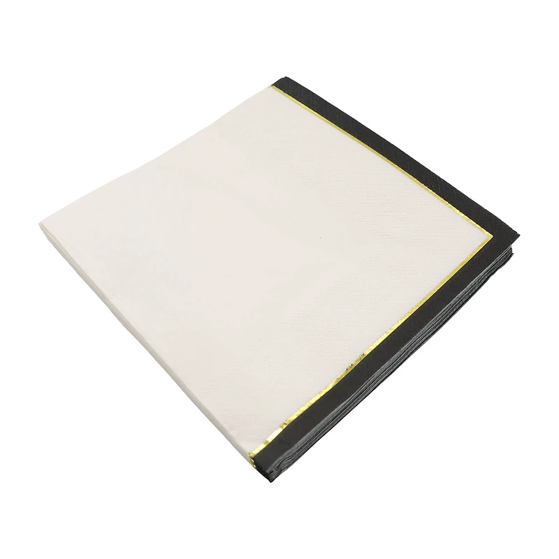 12 Packs: 20 ct. (240 total) Cream & Black Lunch Napkins by Celebrate It™
