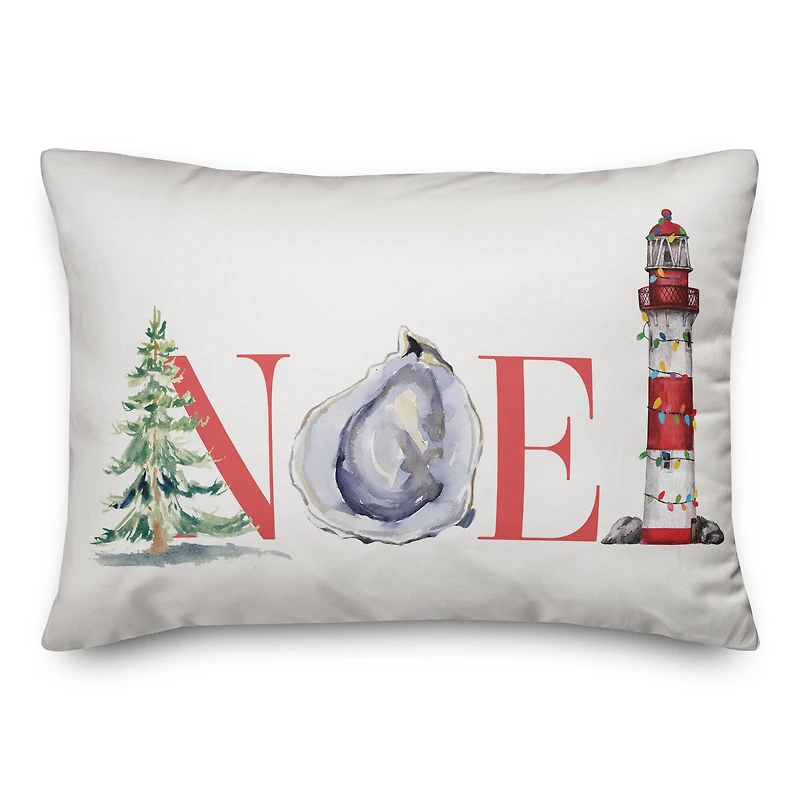 Coastal Noel Throw Pillow