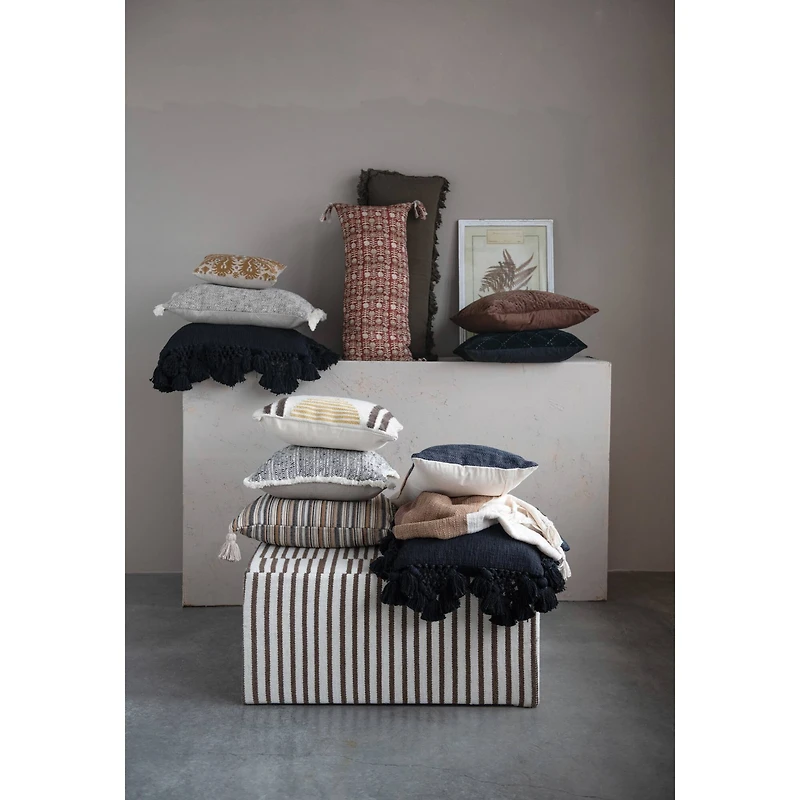 Hello Honey® Rustic Glam Decorative Crochet Cotton Slub Tassel Lumbar Pillow