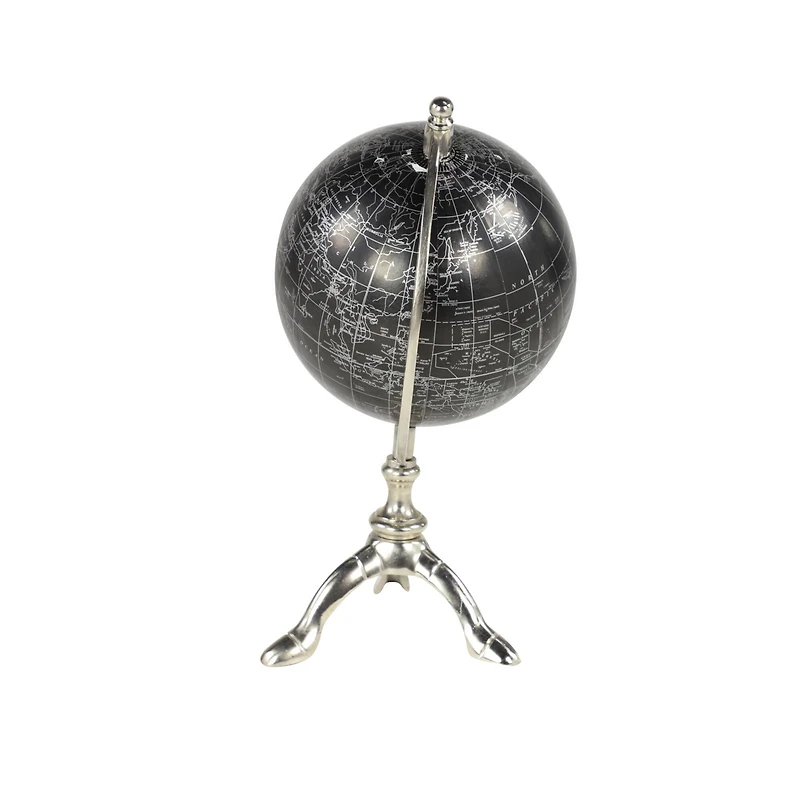 12" Rustic Black Globe with Silver Aluminum Stand