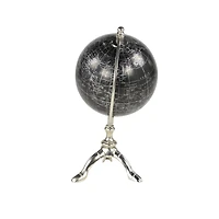 12" Rustic Black Globe with Silver Aluminum Stand