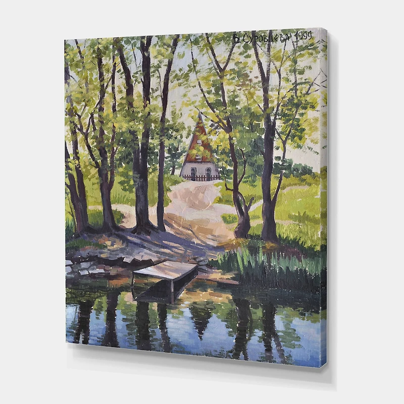 Designart - Mysterious House By The River In The Woods