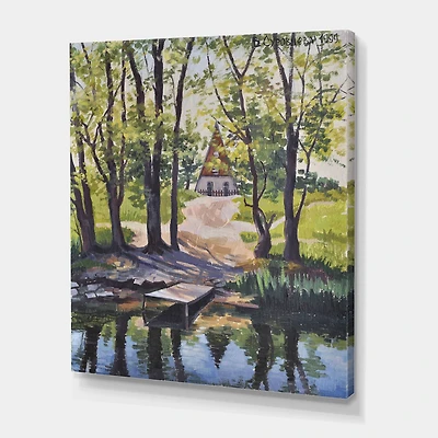 Designart - Mysterious House By The River In The Woods