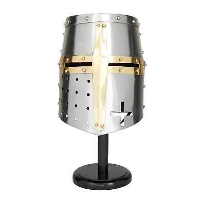 Silver Iron Vintage Helmet, 17" x 10" x 10"