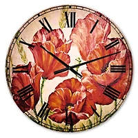 Designart Poppies in Wheat Traditional Wall Clock