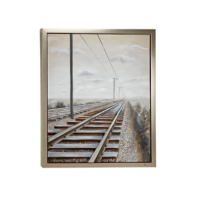 Gray Industrial Railroad Canvas Wall Art, 53" x 44"