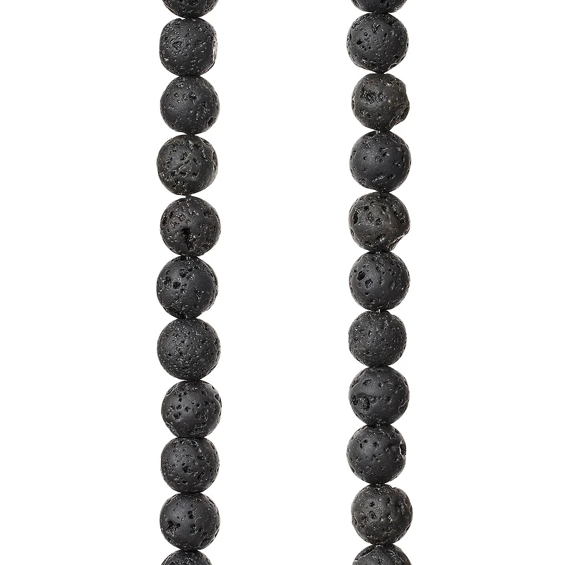 12 Pack: Black Lava Round Beads, 6mm by Bead Landing™
