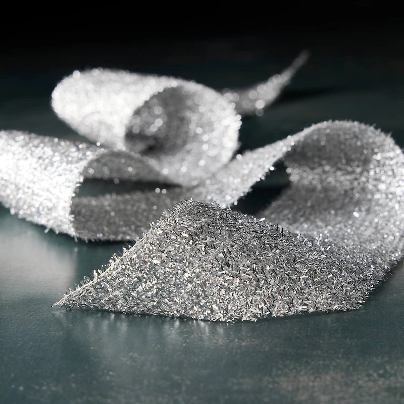 2.5" x 3yd. Woven Metallic Silver Ribbon by Celebrate It™ Classic