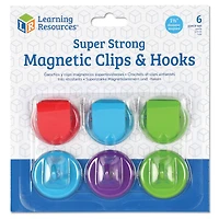 Learning Resources 1.5" Super Strong Magnetic Clips & Hooks, 6ct.