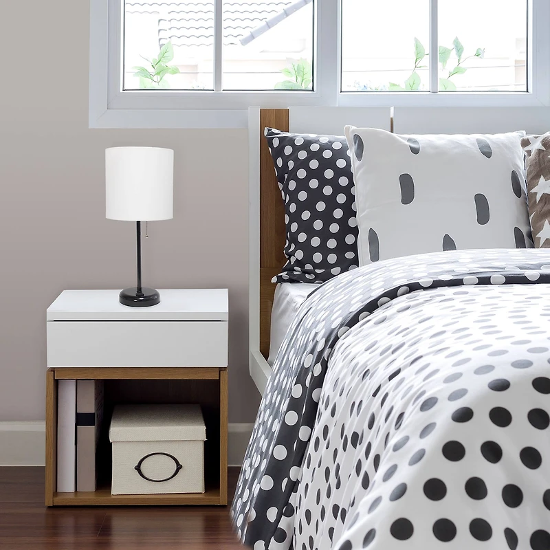 LimeLights White Shade Lamp with Charging Outlet