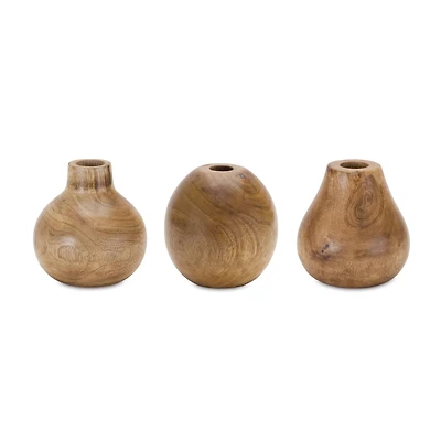 Natural Wood Bud Vase Set