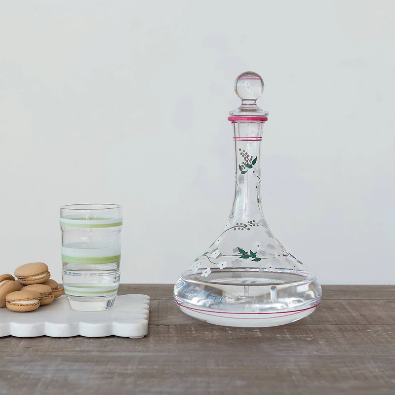 Hello Honey® 5" Green & White Striped Drinking Glass, 4ct.