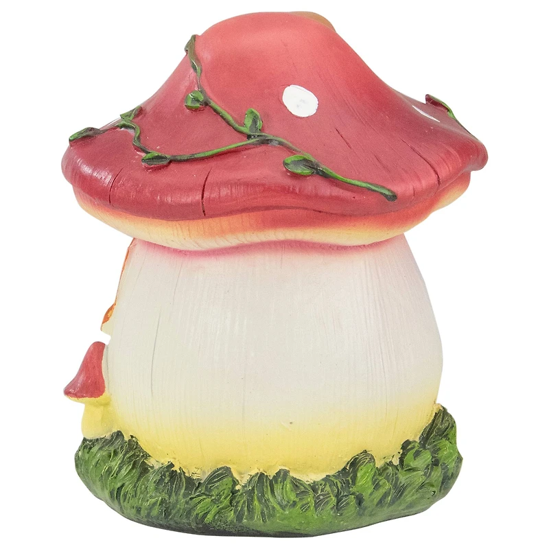 6.25" Red Mushroom House Outdoor Garden Statue