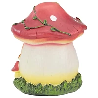 6.25" Red Mushroom House Outdoor Garden Statue
