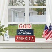 Glitzhome® 12" LED Wooden Patriotic Block Sign