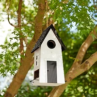 Glitzhome® 14.25" Modern White Wood Garden Birdhouse