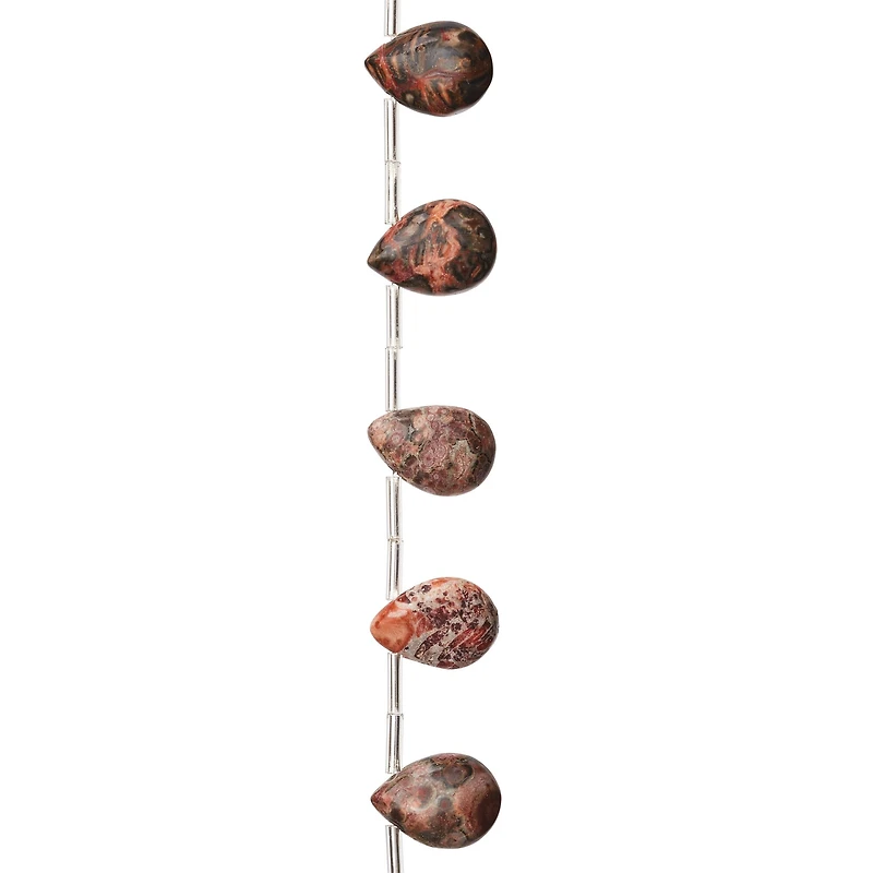 12 Pack: Leopard Jasper Teardrop Beads, 14mm by Bead Landing™