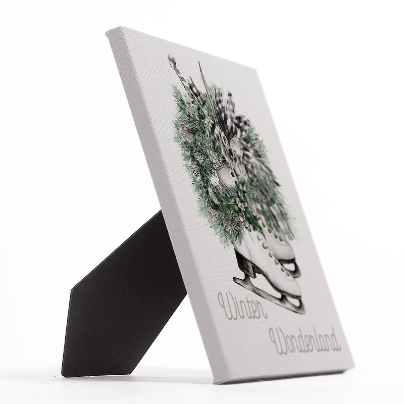 Skates Wreath Winter Wonderland 8x10 Tabletop Canvas