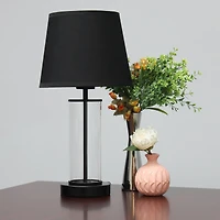 Simple Designs 17" Encased Metal & Clear Glass Table Lamp
