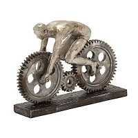 10" Silver Polystone Industrial Bicycle  Sculpture