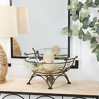 19" Clear Tempered Glass Kitchen Serving Bowl with Copper Metal Grapes Base