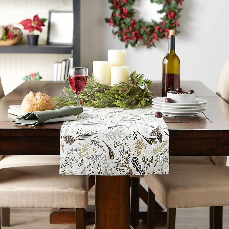 Sparkle Sprigs Printed Table Runner, 14" x 108"