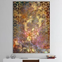 Designart - Yellow Cubes on Nebula Background