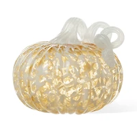 Glitzhome® 6" Fall Amber Dots Round Glass Pumpkin