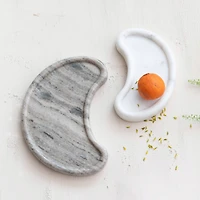Hello Honey® White & Buff Nestable Marble Kidney Shaped Tray Set