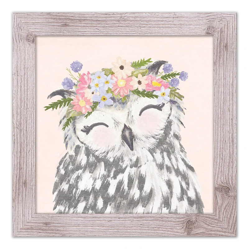 Owl with Flowers Western Framed Print