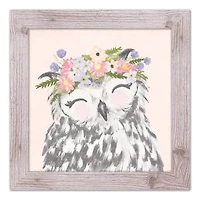 Owl with Flowers Western Framed Print