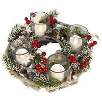 10" Frosted Berries & Branches Votive Candle Holder