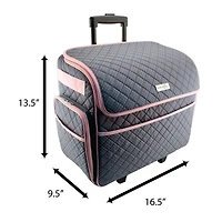 Everything Mary Quilted Pink & Gray Deluxe Rolling Sewing Machine Tote