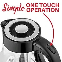 Brentwood 1.79qt. Black Cordless Glass Electric Kettle with Tea Infuser and Swivel Base