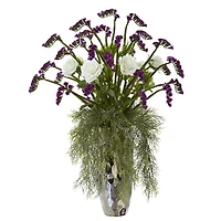 28" Rose Artificial Arrangement in Silver Vase