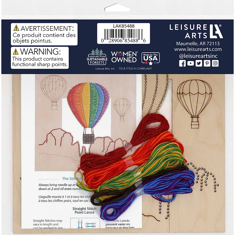 Leisure Arts® Intermediate Air Balloon Wood Stitchery Panel Kit