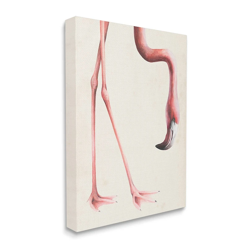 Stupell Industries Pink Flamingo Bending Feet Beak Detail Canvas Wall Art