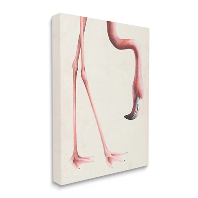 Stupell Industries Pink Flamingo Bending Feet Beak Detail Canvas Wall Art