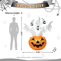 Glitzhome® 6ft. Lighted 3 Ghosts In Jack-O'-Lantern Pumpkin with Scream Inflatable Décor