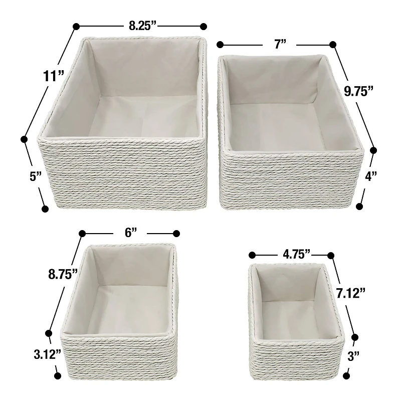 Sorbus 4-Piece Woven Rope Basket Set