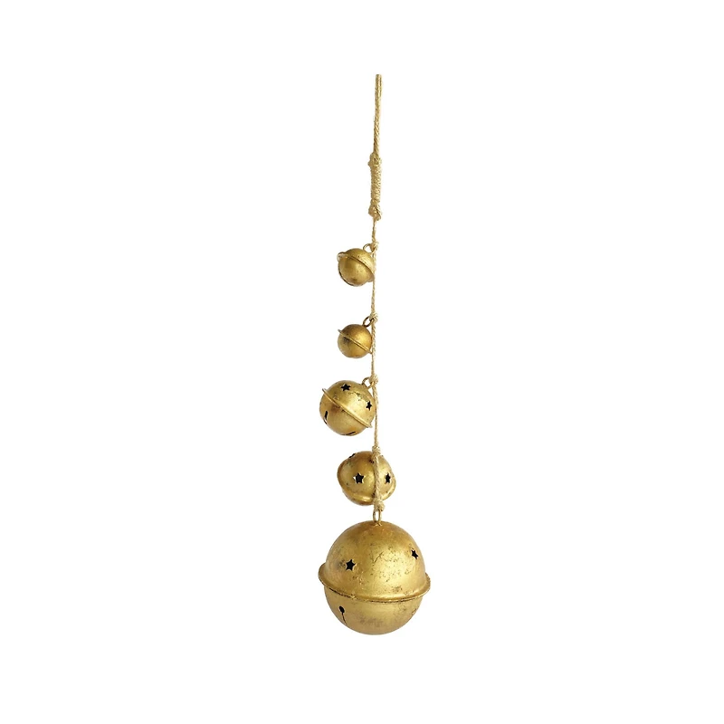 Hello Honey® 16" Antique Gold Hanging Metal Bells with Star Cutouts