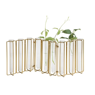 Hello Honey® 9 Test Tube Vases with Gold Metal Stand Set
