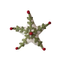 Hello Honey® 8" Handmade Wool Felt Star Tree Topper with Holly Leaves, Berries & Embroidery