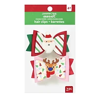 Santa & Reindeer Bow Hair Clips by Creatology™