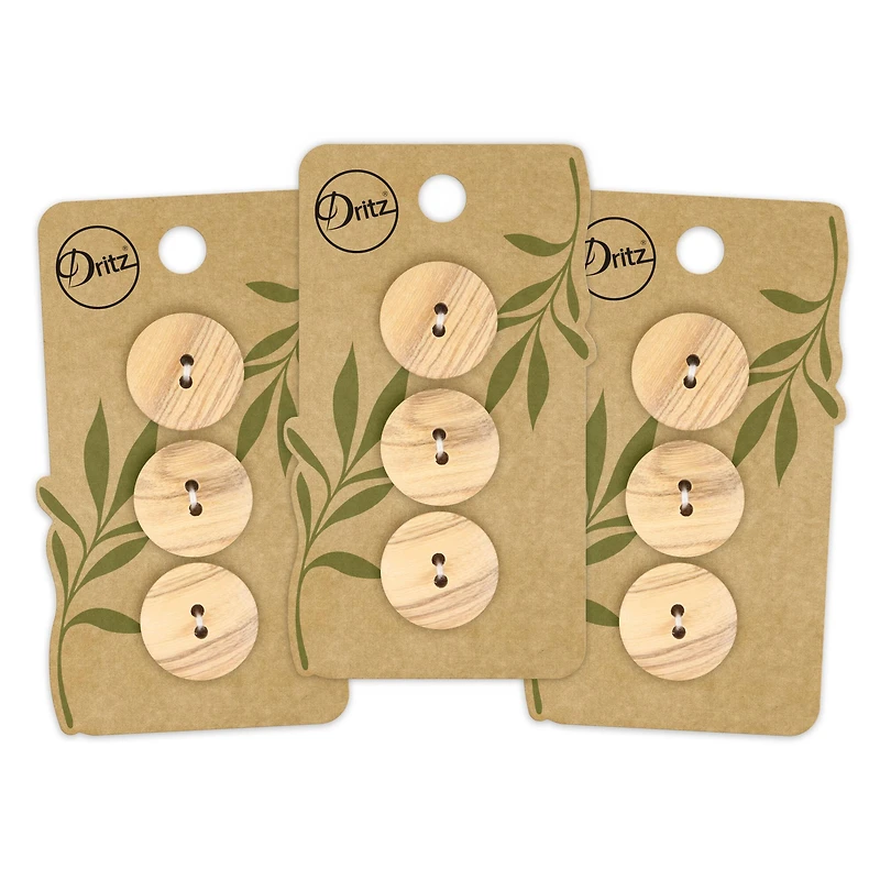 Dritz® 20mm Beige-Camel Sustainable Wood Round Button, 9ct.